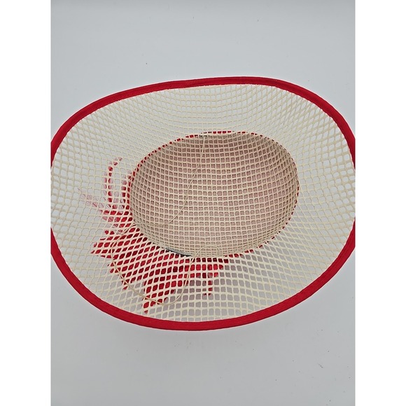 Red Wide-Brimmed Hat with Decorative Embellishment - Picture 8 of 14